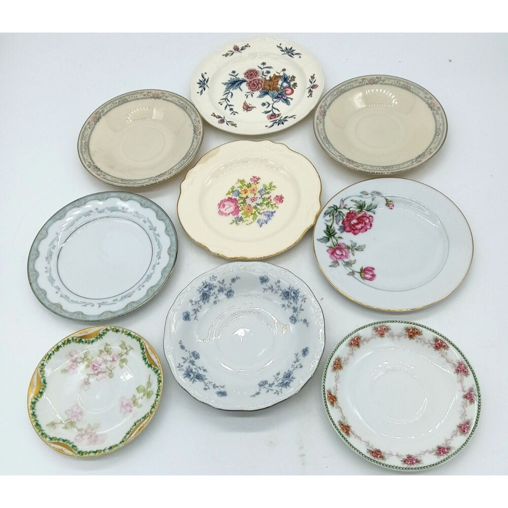 Vintage Miscellaneous Lot of 9 Floral Dessert Bread Plates & Saucer Plates